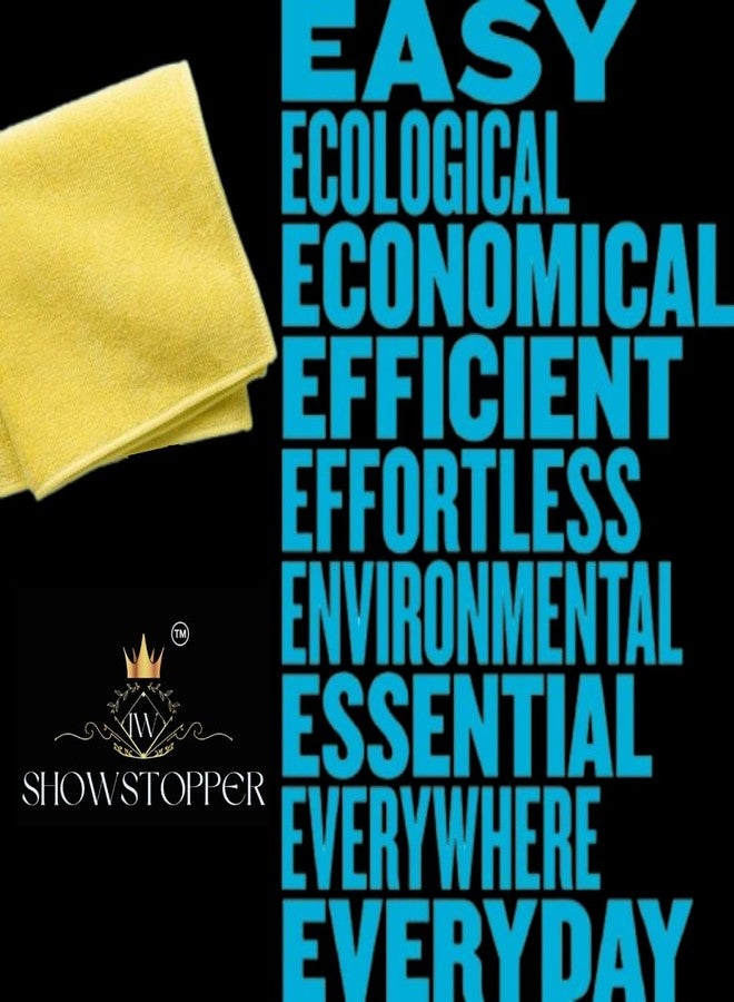 SHOWSTOPPER Microfiber Cleaning Cloth | 5 Pack | Kitchen Cleaning Cloths and Wipes | Dusting Cloth for Home Cleaning | Home Essentials Products | Kitchen Accessories Items for Home | Yellow | 40X40CM - Image 4